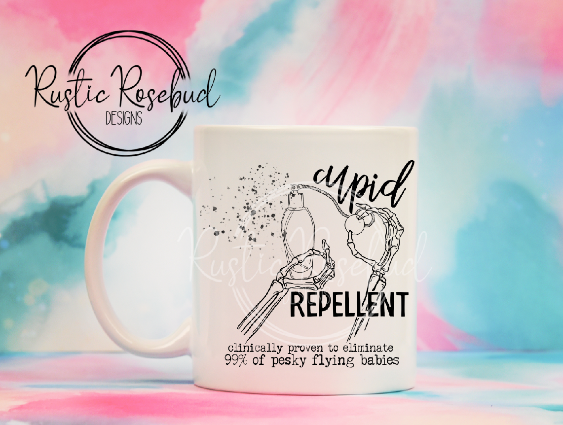 Cupid Repellent anti valentine mug