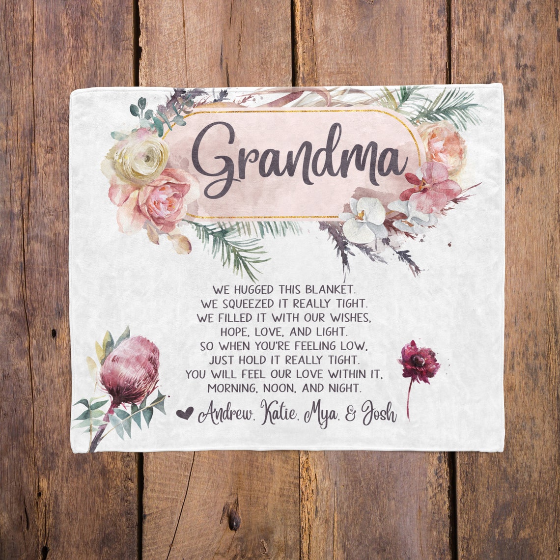 Gift for Grandma Poem Blanket