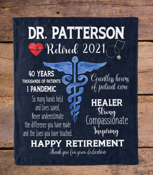 Doctor Physician Retirement Gift Personalized Blanket