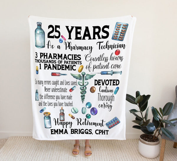Pharmacy Technician Retirement Gift Personalized Blanket